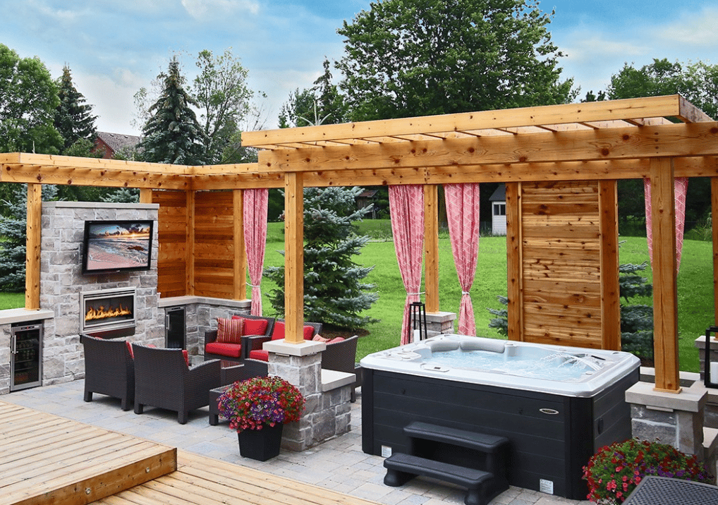 Luxury hot tub installed in a garden