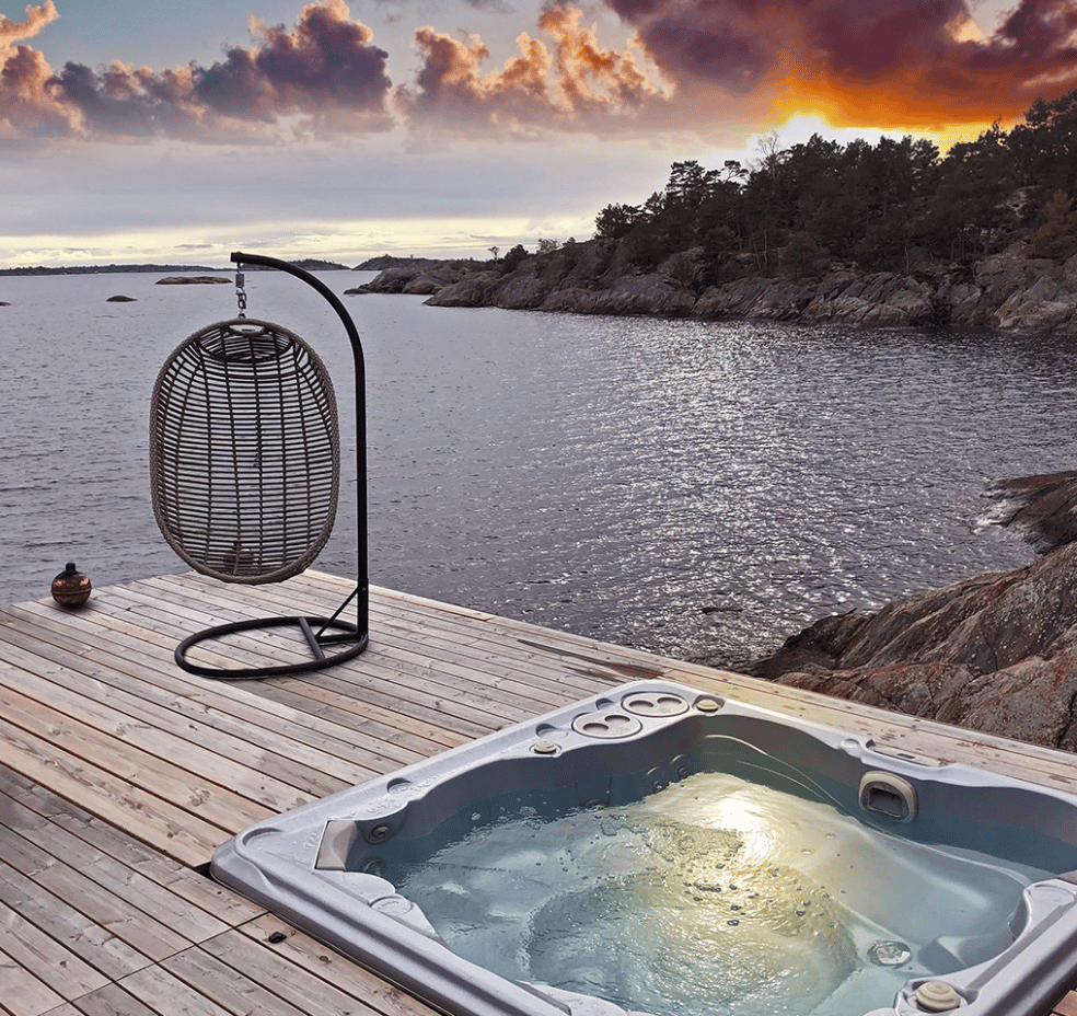 Beautiful sea view with a hot tub installed on a deck